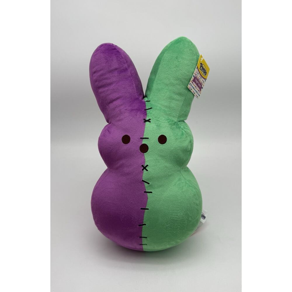 Halloween Peeps Jumbo 15” Frankenstein Bunny Plush - Purple & Green Sample New